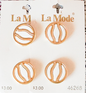 Made in Italy Vintage La Mode Elegant Gold/White 4 3/4'' Buttons 